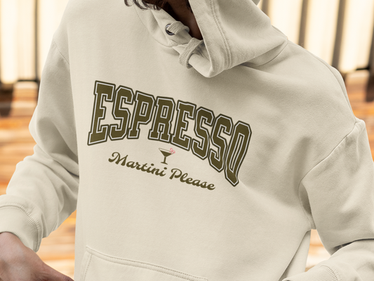 Espresso Martini Hoodie Design, Cute Bow, Martini Glass Printify Hoodie Nordic Seoul Designs LLC