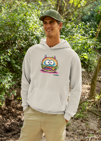 Colorful Graphic Sandwich Monster Hoodie, Unisex Casual Wear, Gift for Foodies, Cozy Style for Everyday Printify Hoodie Nordic Seoul Designs LLC