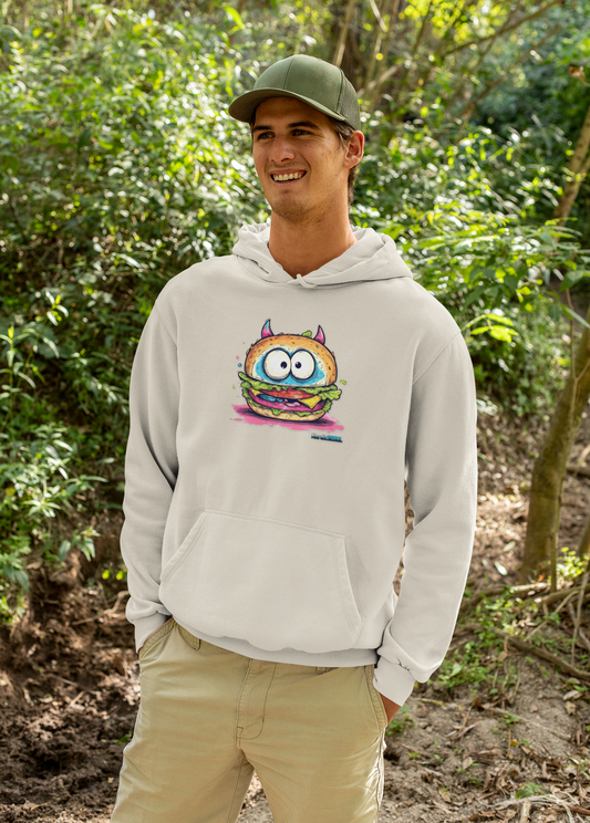 Colorful Graphic Sandwich Monster Hoodie, Unisex Casual Wear, Gift for Foodies, Cozy Style for Everyday Printify Hoodie Nordic Seoul Designs LLC