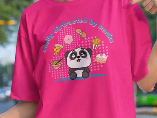 Easily Distracted by Snacks T-Shirt – Funny Food Graphic Tee, Casual Unisex Shirt Printify T-Shirt Nordic Seoul Designs LLC