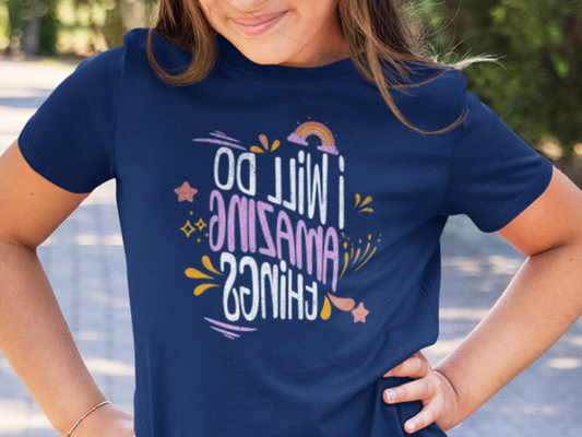 Youth Mirror Letter T-shirt- I will do Amazing Things - Positive Vibes