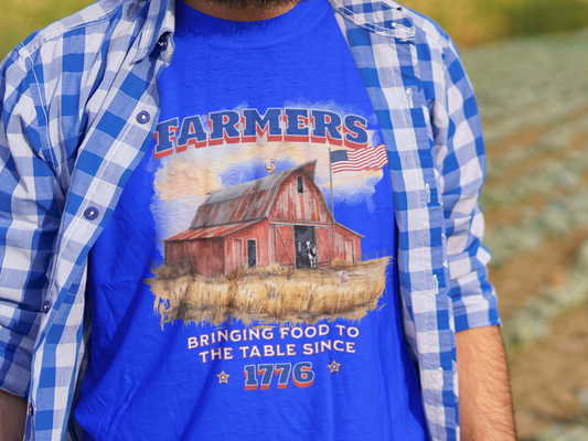 Farmers Bringing Food to Table Unisex T-Shirt, Farm life, Country Living Printify T-Shirt Nordic Seoul Designs LLC