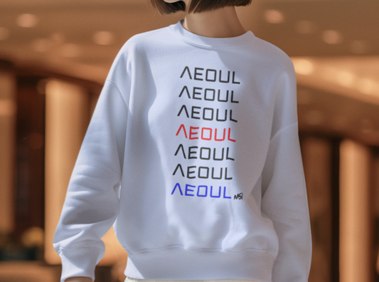 Seoul-Korean American Font Modern Minimalist Sweatshirt Crewneck Printify Sweatshirt Nordic Seoul Designs LLC