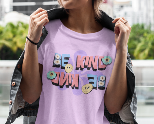 Mirror Image Retro Be Kind Vibes Unisex Tee – Casual Streetwear Inspired Summer T-Shirt, Perfect Gift Birthdays Printify T-Shirt Nordic Seoul Designs LLC