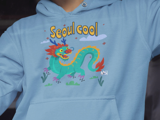 Youth Seoul Cool Hoodie-Colorful Dragon Graphic Korean Streetwear Printify Kids clothes Nordic Seoul Designs LLC