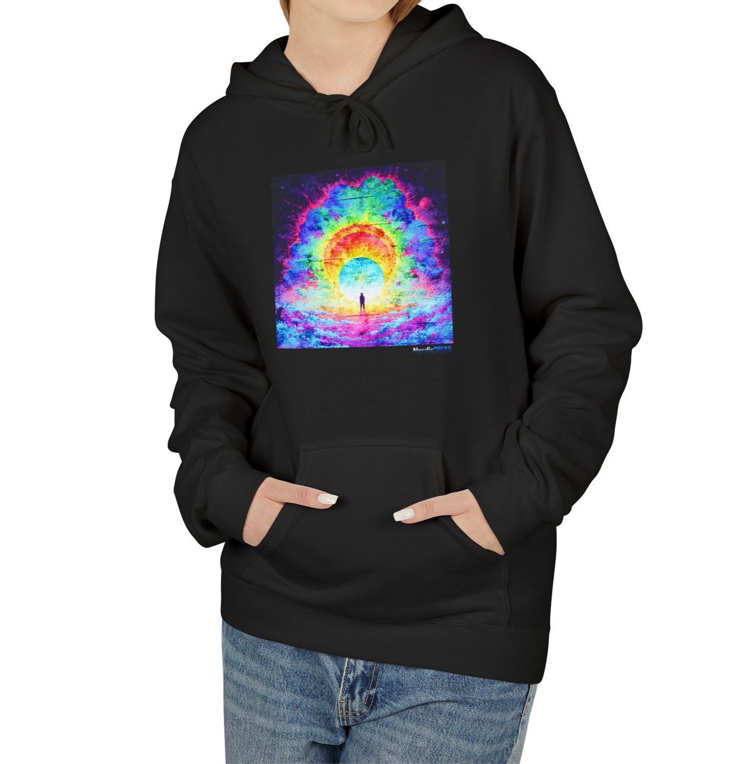 Colorful Cosmic Hoodie | Unisex Fleece Pullover Sweatshirt, Psychedelic Art, Cozy Comfort Printify Hoodie Nordic Seoul Designs LLC
