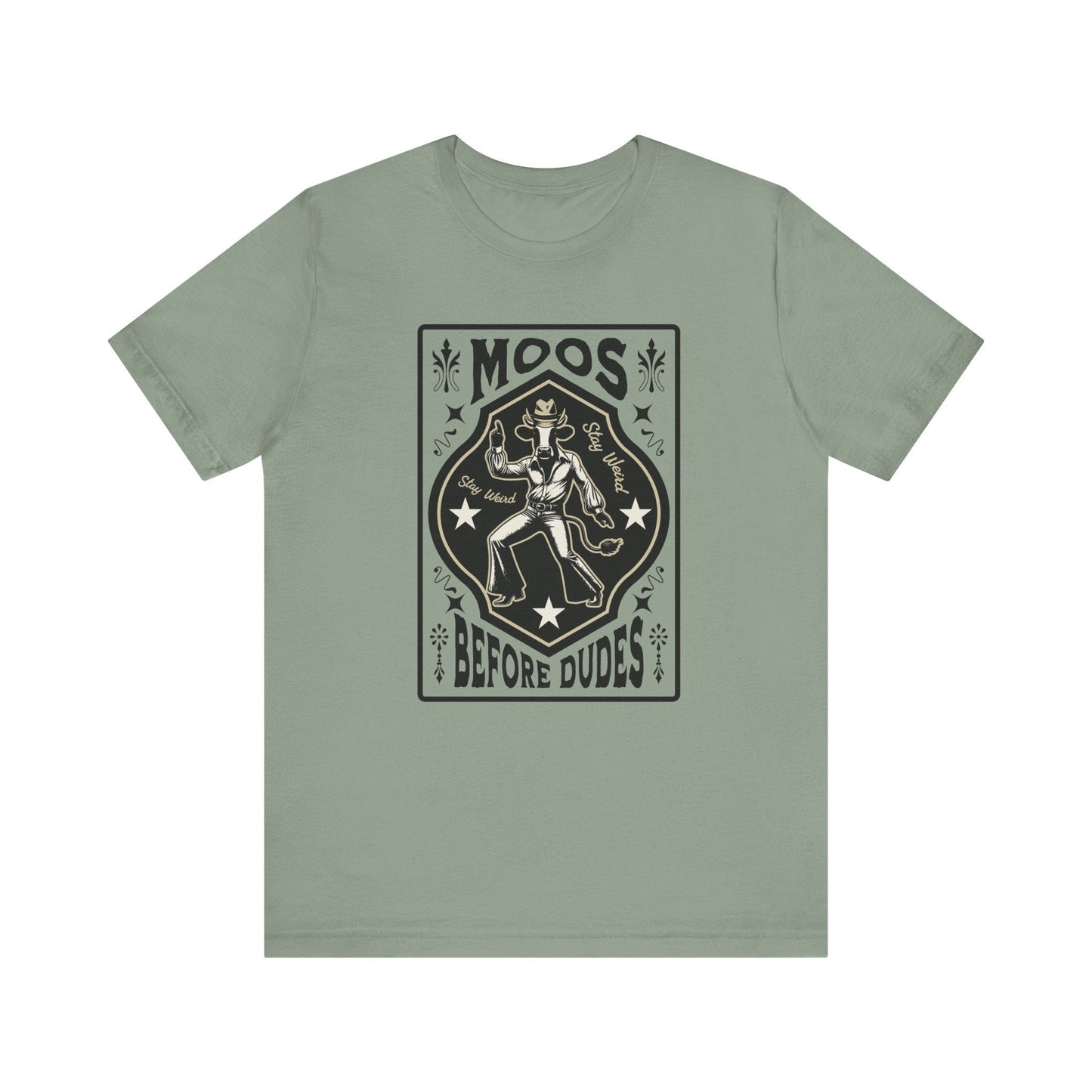 Moos Before Dudes T-Shirt – Funny Cow Graphic Tee, Farm Life Unisex Shirt Printify T-Shirt Nordic Seoul Designs LLC