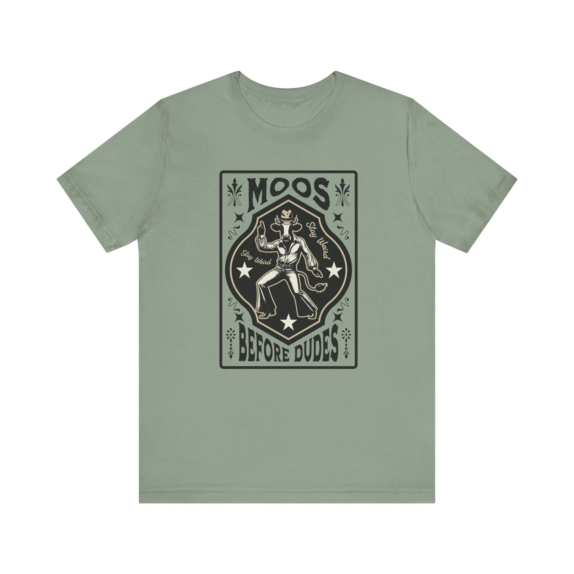 Moos Before Dudes T-Shirt – Funny Cow Graphic Tee, Farm Life Unisex Shirt Printify T-Shirt Nordic Seoul Designs LLC
