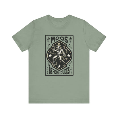Moos Before Dudes T-Shirt – Funny Cow Graphic Tee, Farm Life Unisex Shirt Printify T-Shirt Nordic Seoul Designs LLC