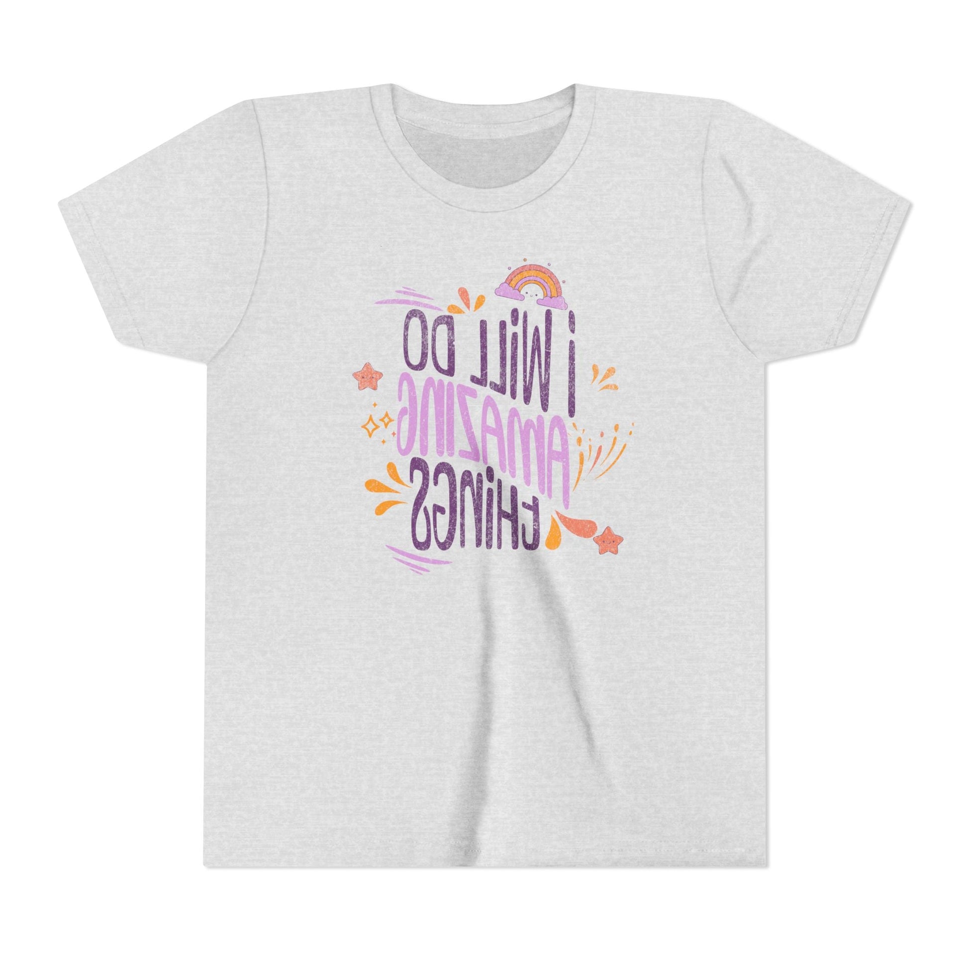 Youth Mirror Letter T-shirt- I will do Amazing Things - Positive Vibes Printify Kids clothes Nordic Seoul Designs LLC