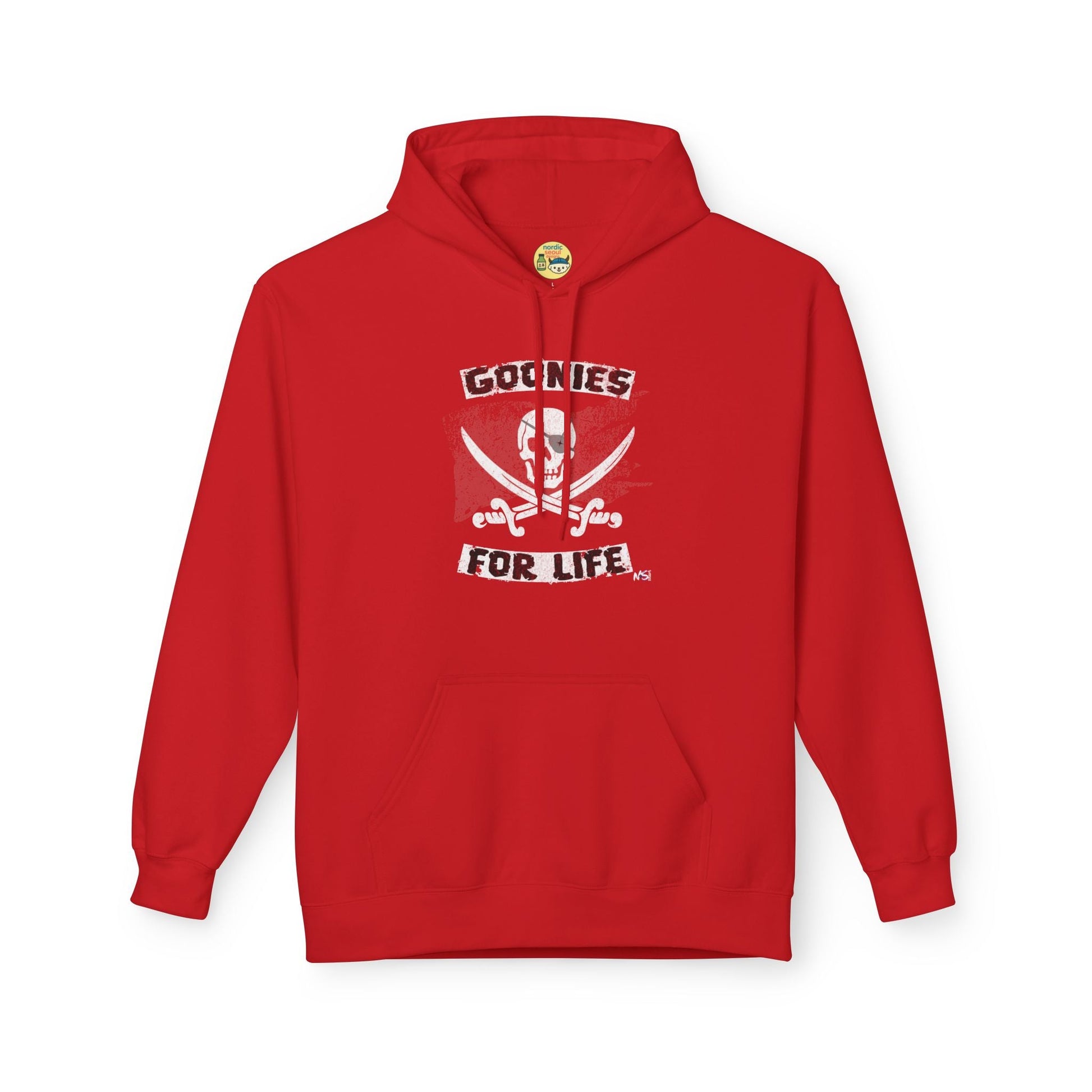 Goonies for Life Hoodie – Skull & Swords Design | Nostalgic 80s Movie Apparel Printify Hoodie Nordic Seoul Designs LLC