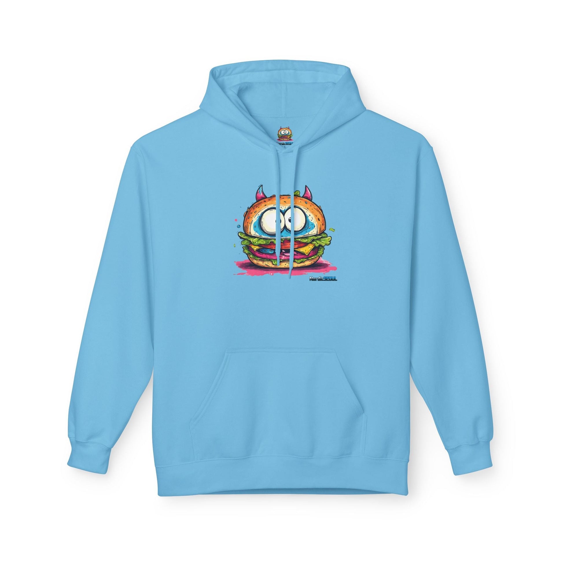 Colorful Graphic Sandwich Monster Hoodie, Unisex Casual Wear, Gift for Foodies, Cozy Style for Everyday Printify Hoodie Nordic Seoul Designs LLC