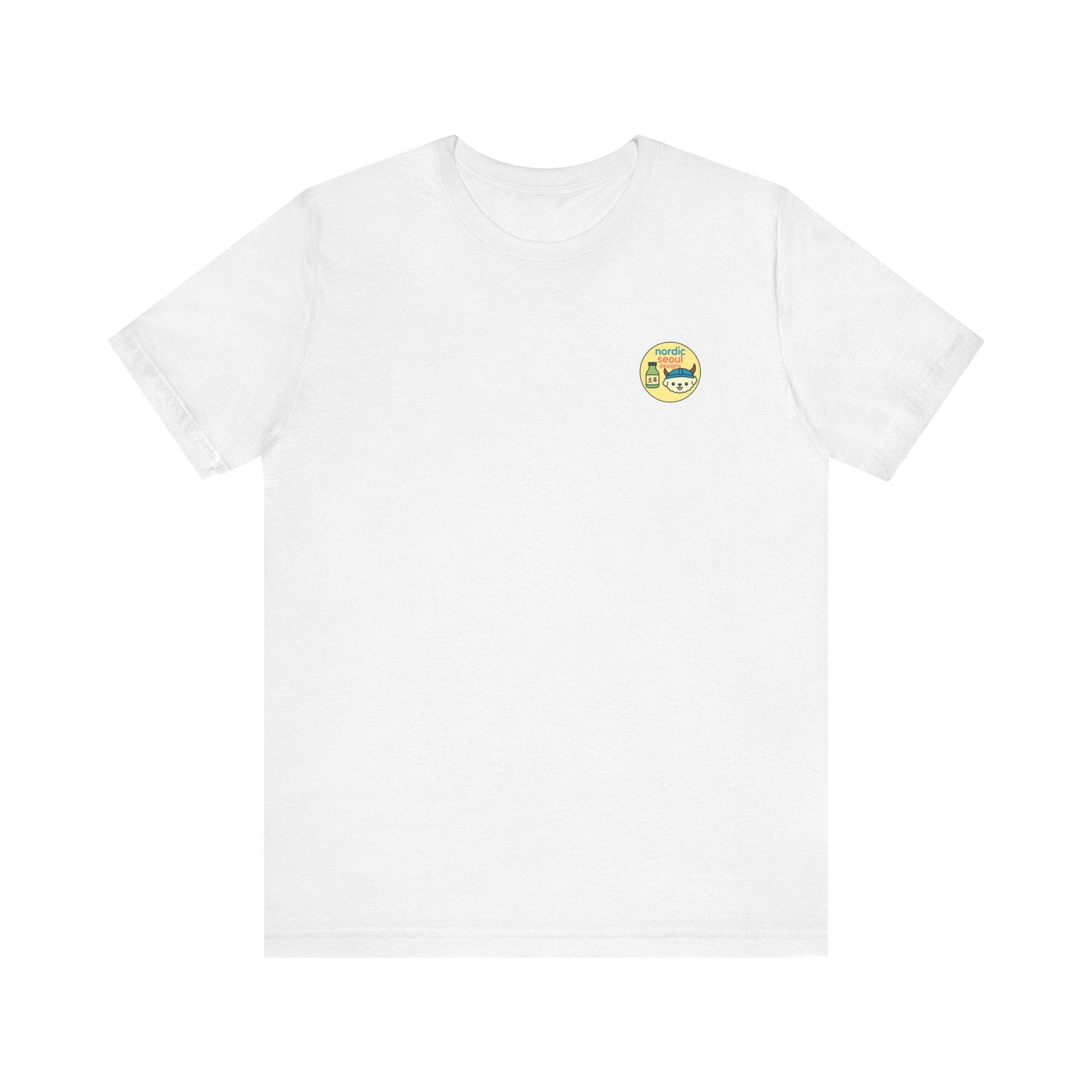 Short Sleeve Signature Logo T-Shirt-Nordic Seoul Designs, Featuring Soju Bottle and Viking Puppy Printify T-Shirt Nordic Seoul Designs LLC