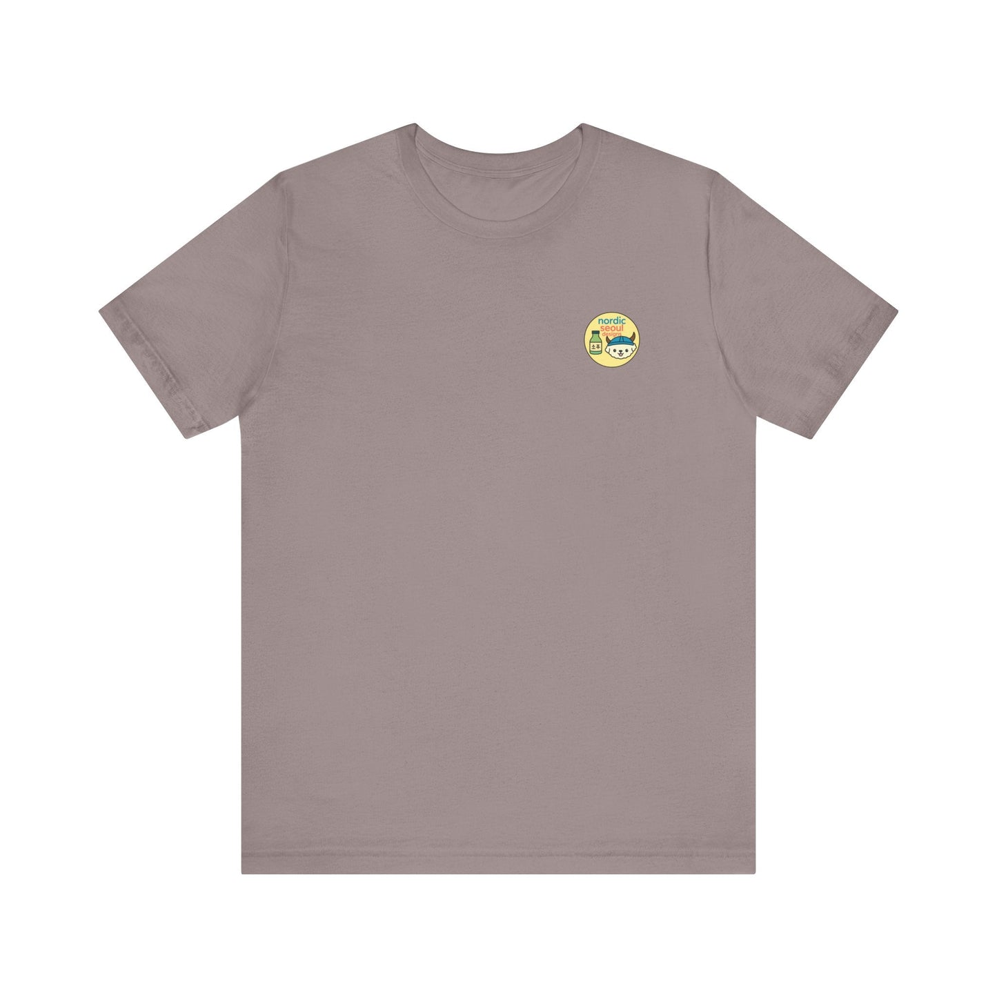 Short Sleeve Signature Logo T-Shirt-Nordic Seoul Designs, Featuring Soju Bottle and Viking Puppy Printify T-Shirt Nordic Seoul Designs LLC