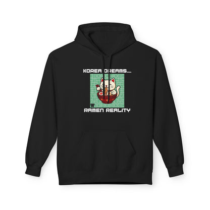 Korea Dreams Ramen Reality Hoodie | Lucky Fortune Cat Graphic Unisex Pullover Printify Hoodie Nordic Seoul Designs LLC