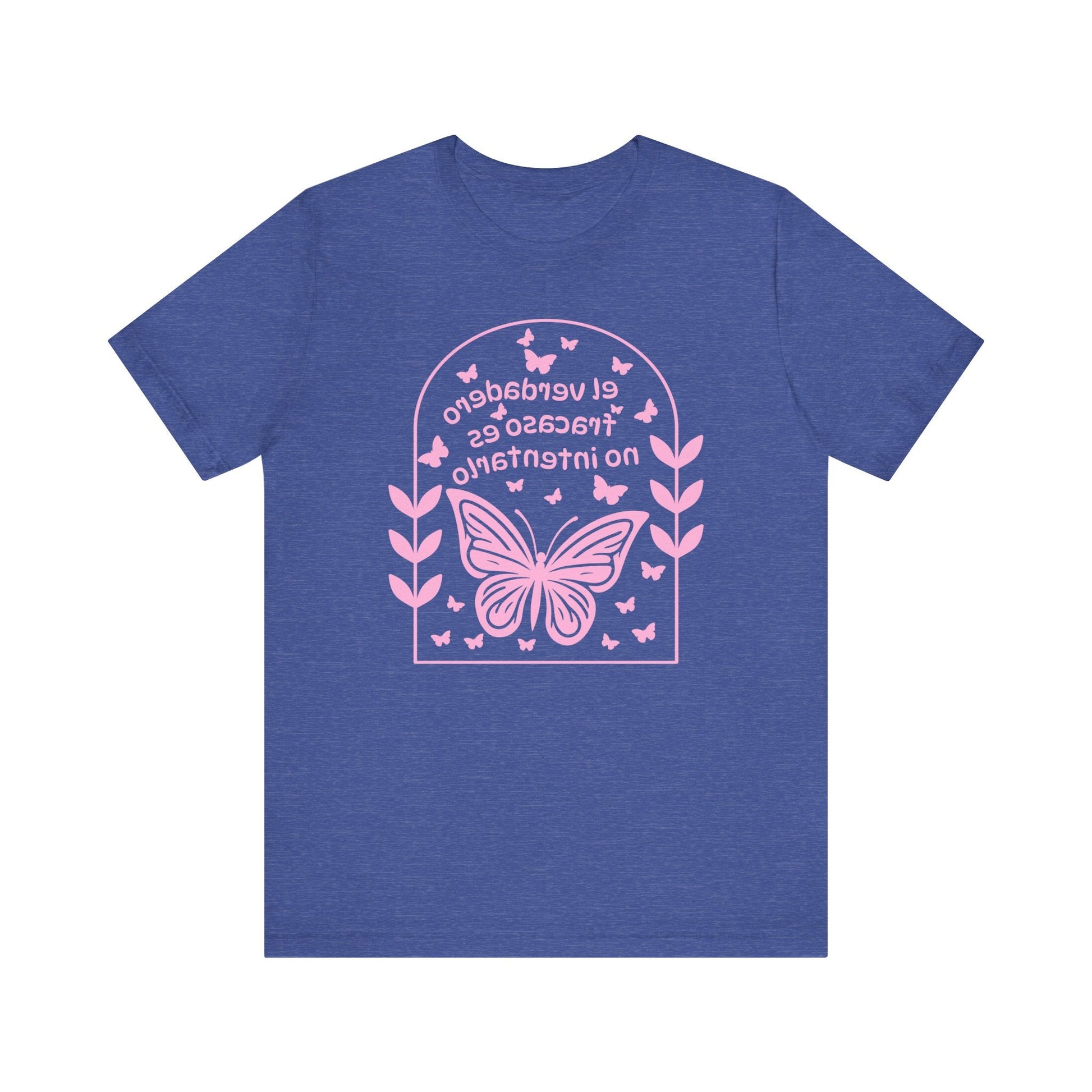 Mirror Image T-shirt! Español-El verdadero fracaso es no intenarlo-The real failure is not trying-Inspirational Butterfly Graphic Tee, Motivational Shirt Printify T-Shirt Nordic Seoul Designs LLC