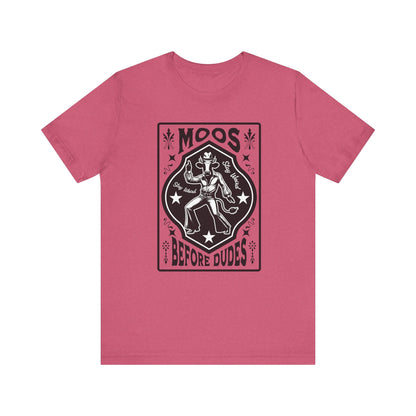 Moos Before Dudes T-Shirt – Funny Cow Graphic Tee, Farm Life Unisex Shirt Printify T-Shirt Nordic Seoul Designs LLC