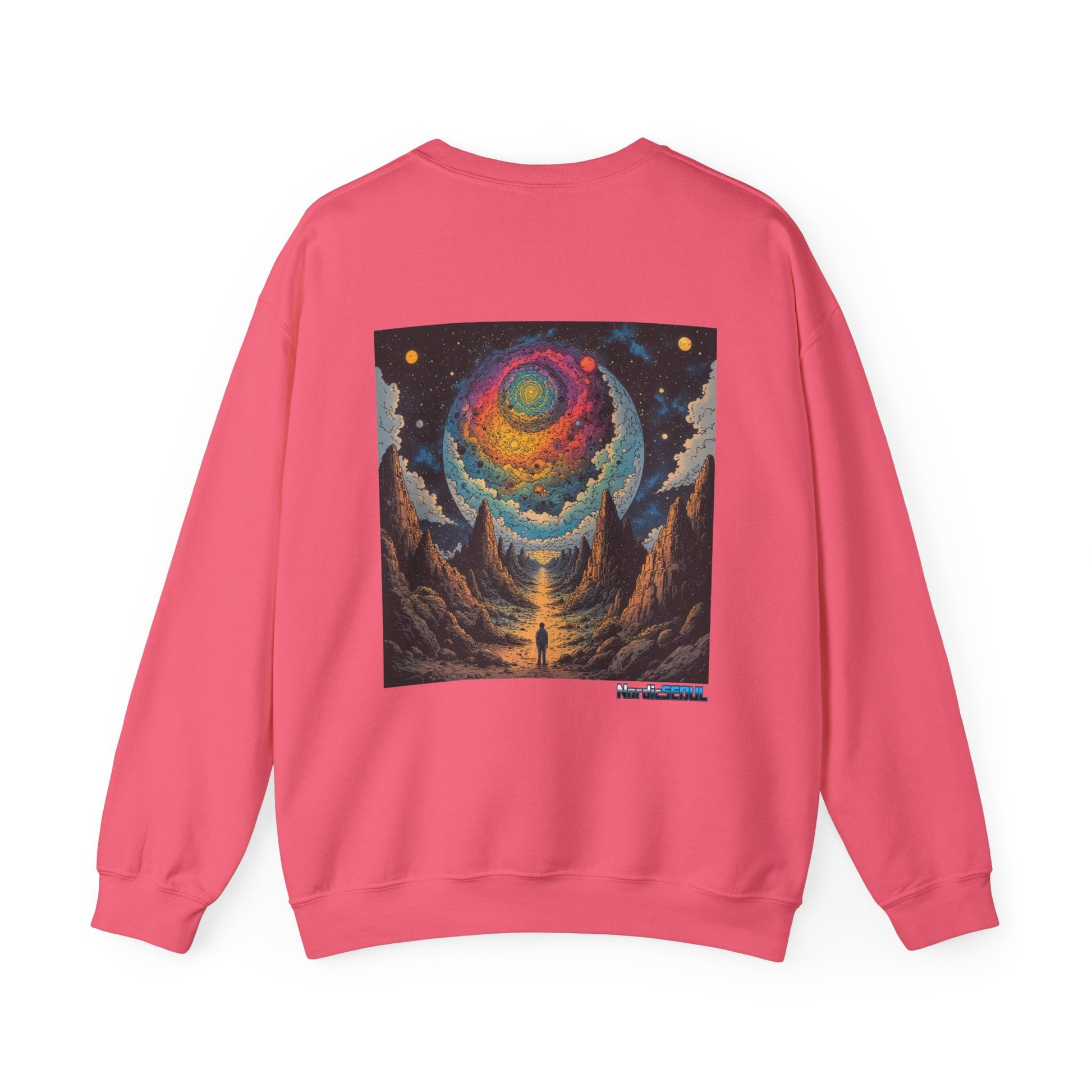 Cosmic Adventure Crewneck Sweatshirt, Comfortable Unisex Pullover, Perfect for Stargazers, Gift for Space Lovers, Stylish and Cozy Outfit Printify Sweatshirt Nordic Seoul Designs LLC