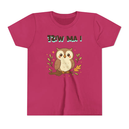 Mirror Image Tee- Wise Owl Youth Tee – Cute Animal T-Shirt for Kids, Gift for Birthdays, School Events, Nature Lovers, Fun Casual Wear