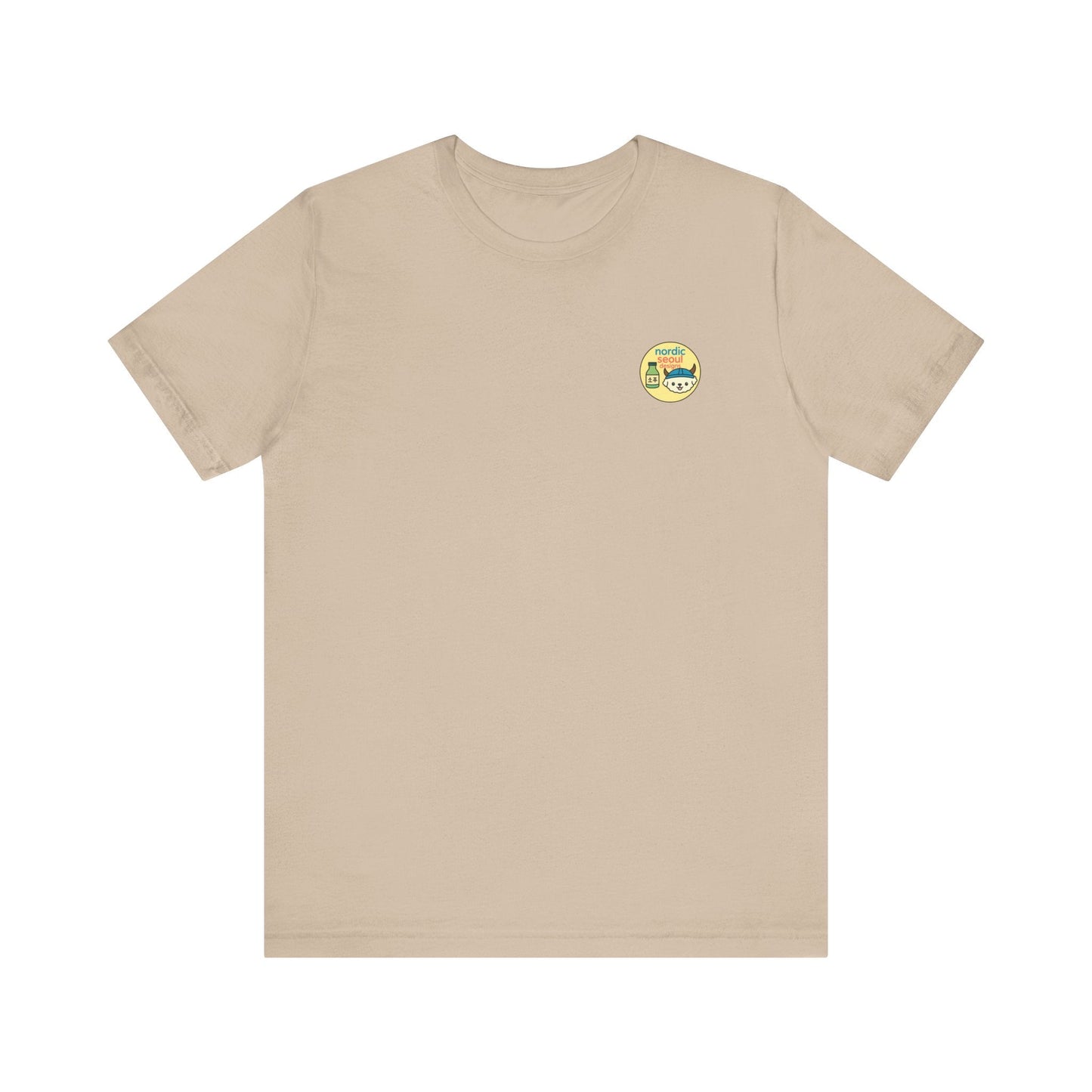 Short Sleeve Signature Logo T-Shirt-Nordic Seoul Designs, Featuring Soju Bottle and Viking Puppy Printify T-Shirt Nordic Seoul Designs LLC