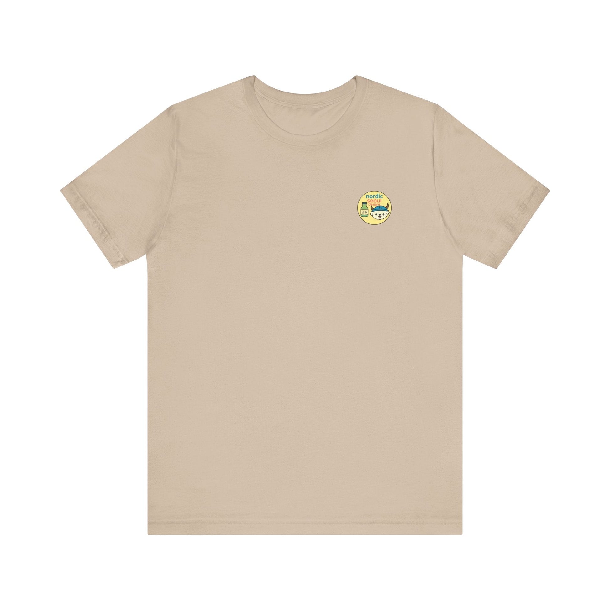 Short Sleeve Signature Logo T-Shirt-Nordic Seoul Designs, Featuring Soju Bottle and Viking Puppy Printify T-Shirt Nordic Seoul Designs LLC