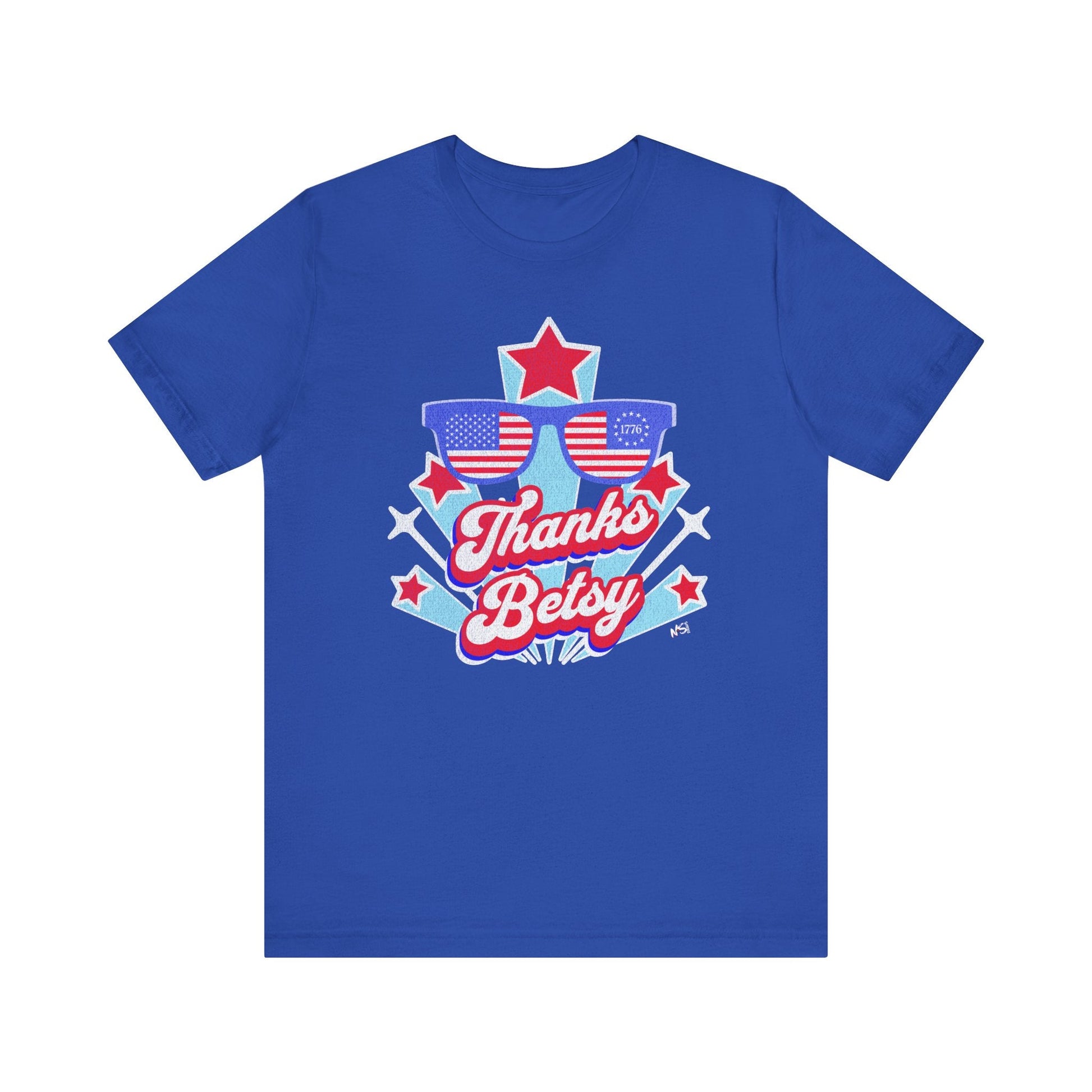 Thanks Betsy T-Shirt – Patriotic Sunglasses Graphic Tee, 1776 & USA Flag Unisex Shirt Printify T-Shirt Nordic Seoul Designs LLC