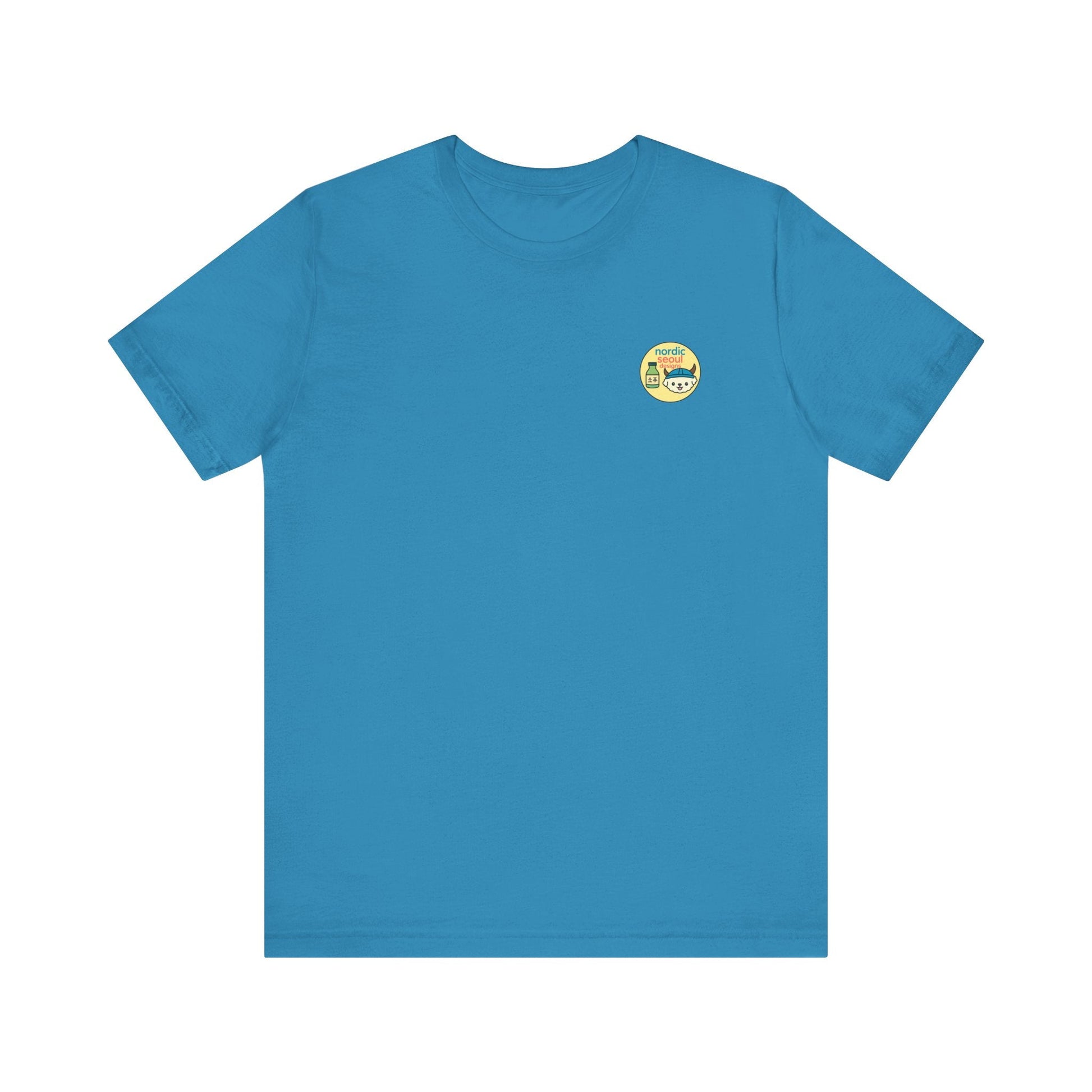 Short Sleeve Signature Logo T-Shirt-Nordic Seoul Designs, Featuring Soju Bottle and Viking Puppy Printify T-Shirt Nordic Seoul Designs LLC