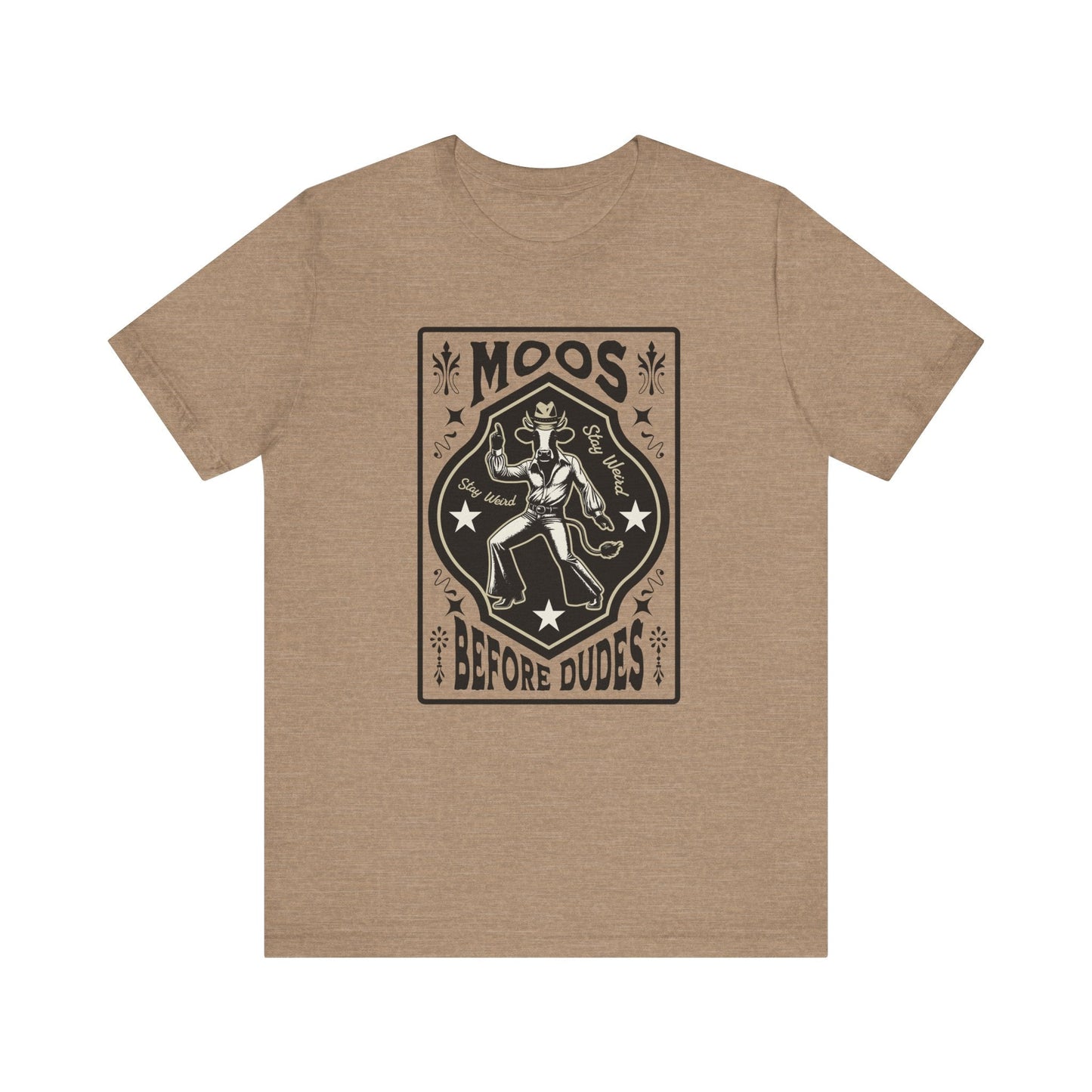 Moos Before Dudes T-Shirt – Funny Cow Graphic Tee, Farm Life Unisex Shirt Printify T-Shirt Nordic Seoul Designs LLC