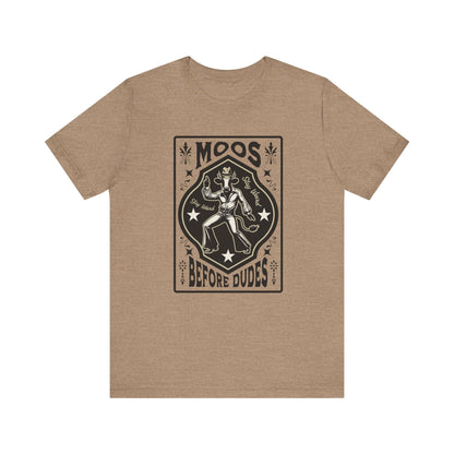 Moos Before Dudes T-Shirt – Funny Cow Graphic Tee, Farm Life Unisex Shirt Printify T-Shirt Nordic Seoul Designs LLC