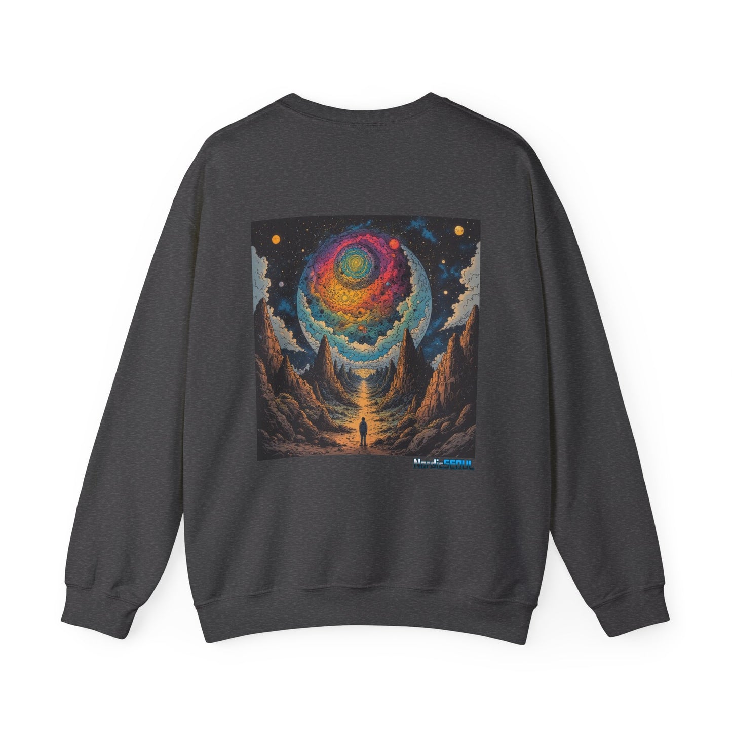 Cosmic Adventure Crewneck Sweatshirt, Comfortable Unisex Pullover, Perfect for Stargazers, Gift for Space Lovers, Stylish and Cozy Outfit Printify Sweatshirt Nordic Seoul Designs LLC