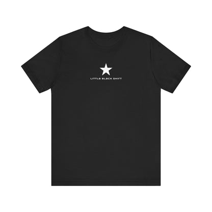 Classic Fit Little Black T-shirt, Star Graphic Women's Tee-Large is 30 inches long Printify T-Shirt Nordic Seoul Designs LLC