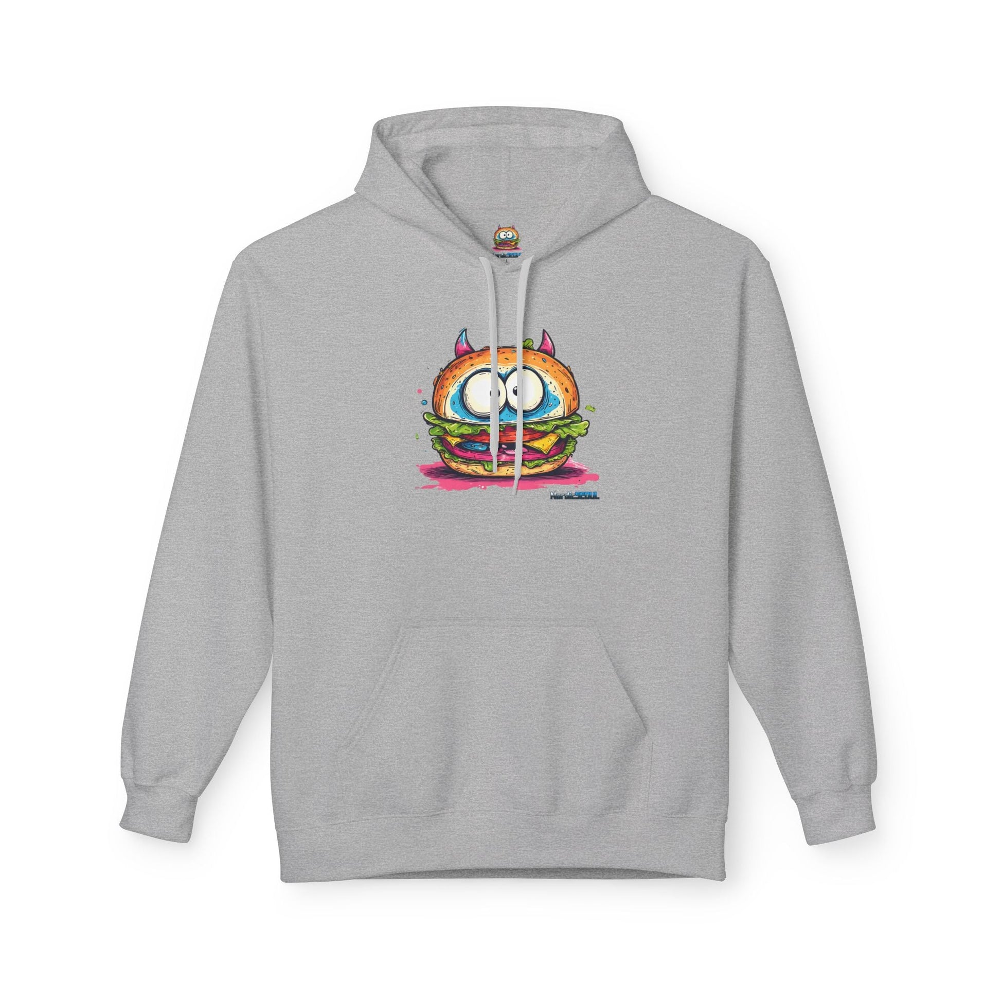 Colorful Graphic Sandwich Monster Hoodie, Unisex Casual Wear, Gift for Foodies, Cozy Style for Everyday Printify Hoodie Nordic Seoul Designs LLC