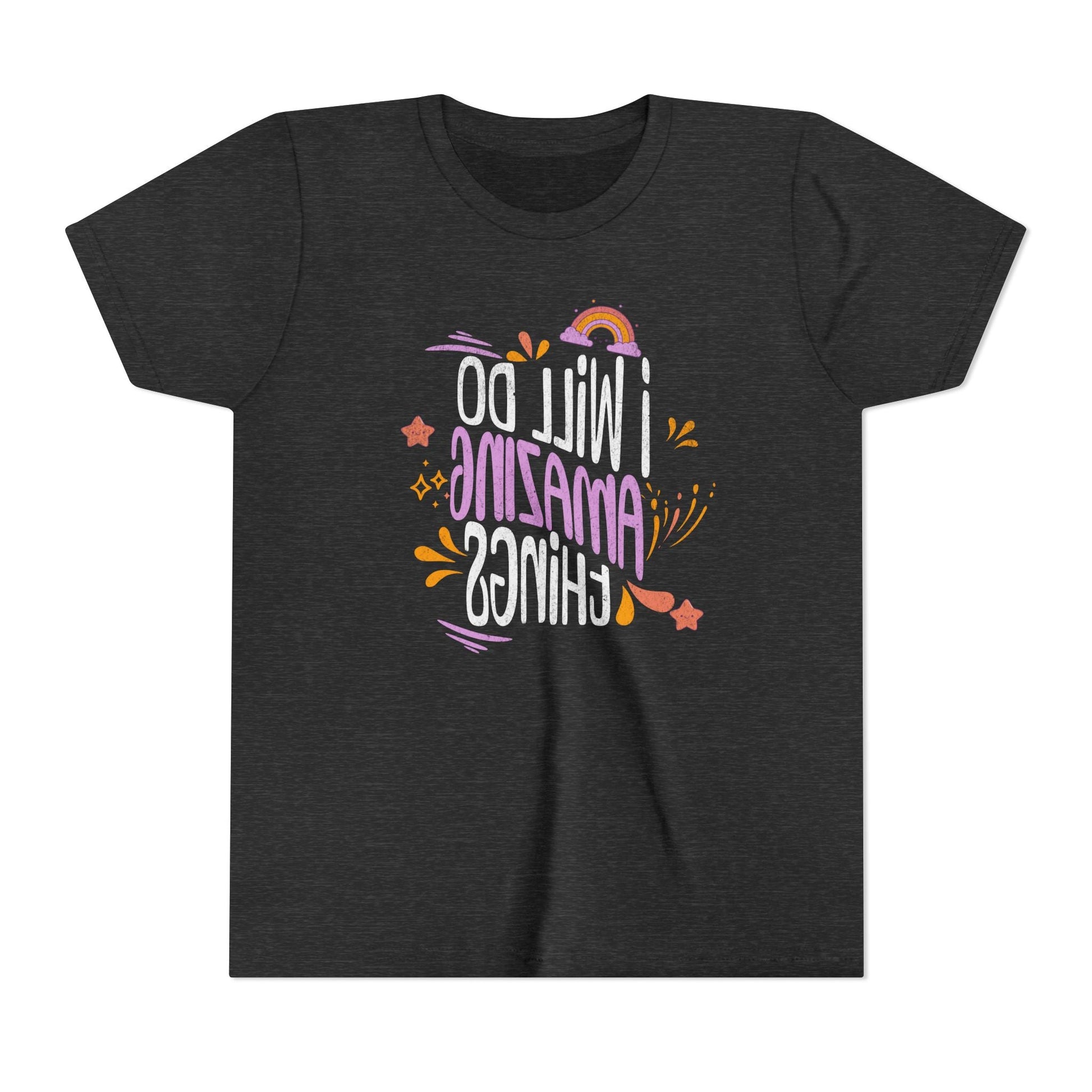 Youth Mirror Letter T-shirt- I will do Amazing Things - Positive Vibes Printify Kids clothes Nordic Seoul Designs LLC