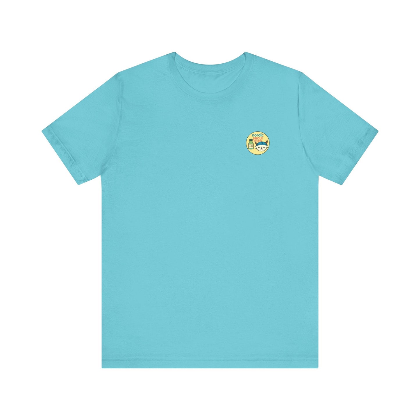 Short Sleeve Signature Logo T-Shirt-Nordic Seoul Designs, Featuring Soju Bottle and Viking Puppy Printify T-Shirt Nordic Seoul Designs LLC